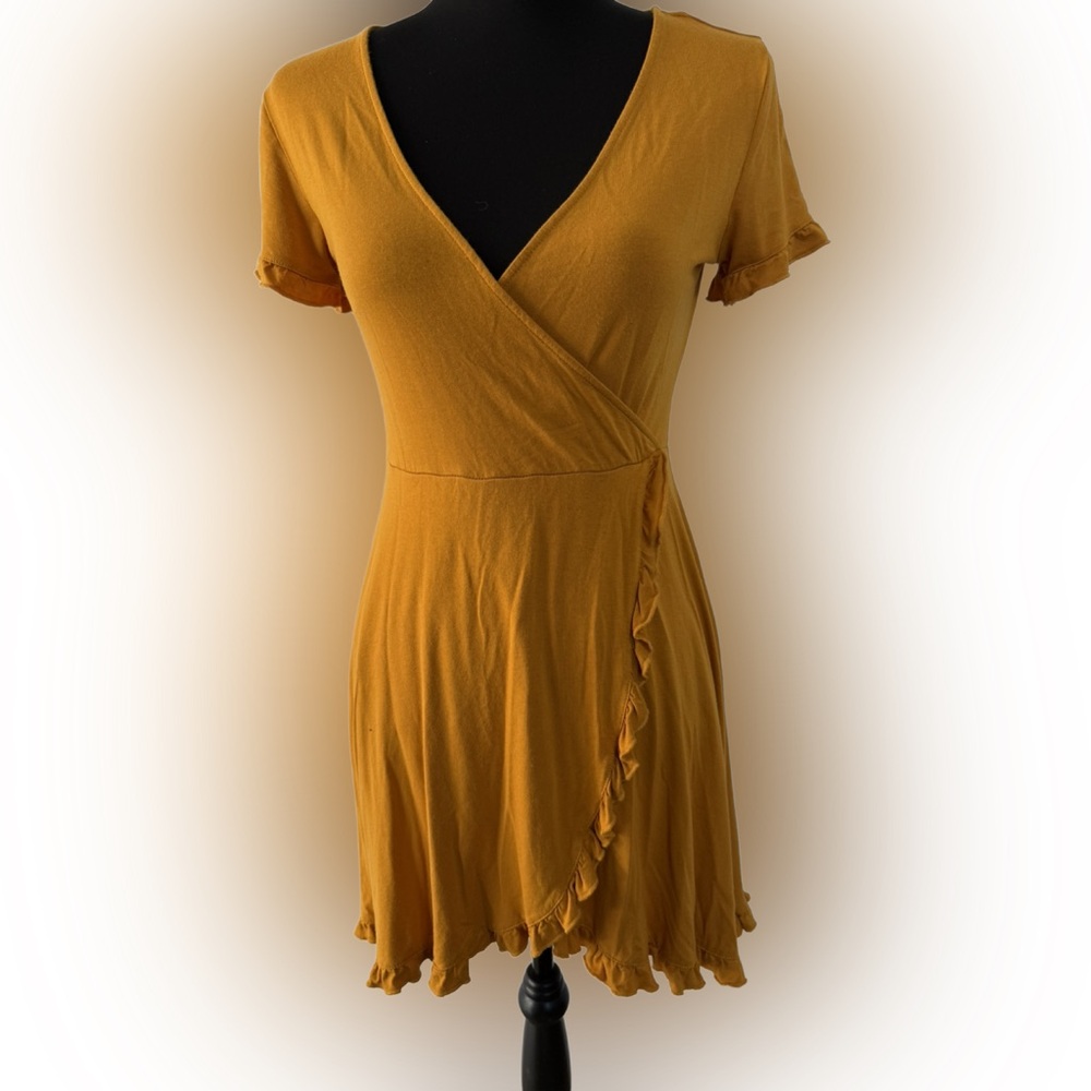 Forever 21 Mustard Wrap Mini Dress